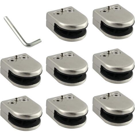 Pince De Verre 8 PCS 6-8mm En Acier Inoxydable 304 Clip En Verre Pince Support Dos Plat Finition Chromig pour Balustrade (1/5)