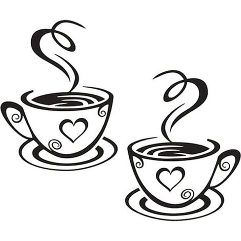 Tasse À Café - Design Autocollants Muraux - Décoration Cuisine Et Restaurant - Lot De 1 (1/5)