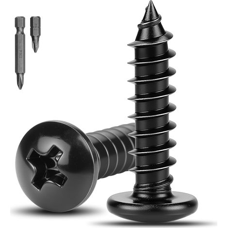 110 Stück schwarze M5 x 20 mm Pilzkopf-Rundkopfschrauben mit Kreuzschlitz für Holz und Metallmöbel (1/5)