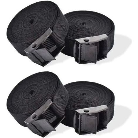 Sangle d'Arrimage, 4 Pièces Sangle de Serrage à Cliquet Sangles de Verrouillage Sangle avec Boucle de Serrage Sangle de Fixation pour Moto Voiture, Porte Vélo Bagages 2,5 cm x 1 m (1/4)