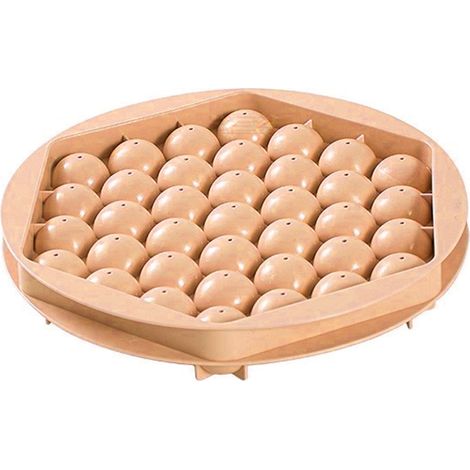Bac à glaçons ronds 37 alvéoles avec couvercle, moule compact gain de place en PE rose pour boissons et cocktails (1/5)