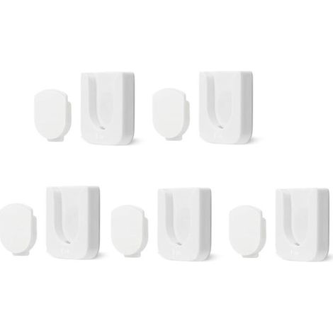 Magnetische Wandhalterung für Fernbedienungen, 5 Fernbedienungsfächer, selbstklebend, für Fernseher (Weiß) (1/4)