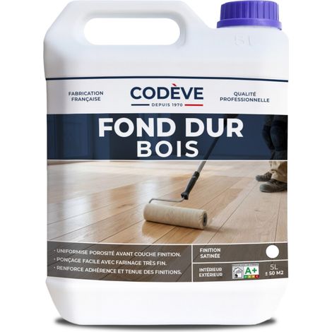 Codève Bois – Fond dur bois 5 L – Durcisseur pour bois dur et teck – Renforce la surface et stabilise les fibres – Application facile en 2 passes