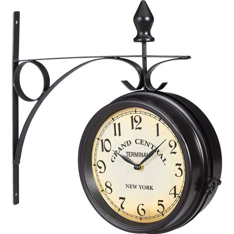Horloge murale Relaxdays, beige et noir, fer, 35,0 x 35,0 cm, Ø 22,0 cm (1/5)