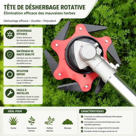 Tête de débroussailleuse 6 lames en acier au manganèse et alliage 21,8 × 19 × 1 cm 337 g – Livraison gratuite (1/5)