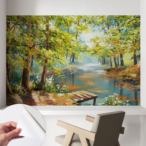 Fotomurale adesivo stickers - murali decorativo - soggiorno moderno - effetto realistico - Lago idilliaco 104x70 cm (1/5)