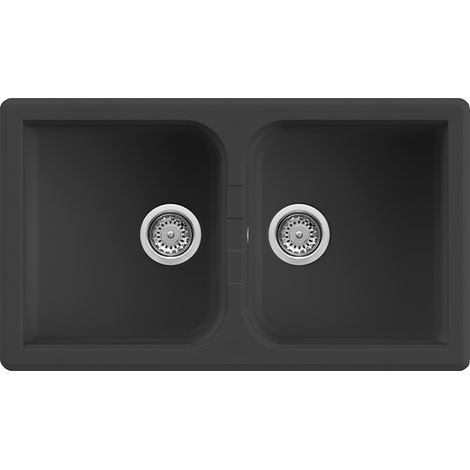 Lavello Quareco incasso 2 vasche 86x50 Prime 862 Granito Nero QLP862NE (1/4)
