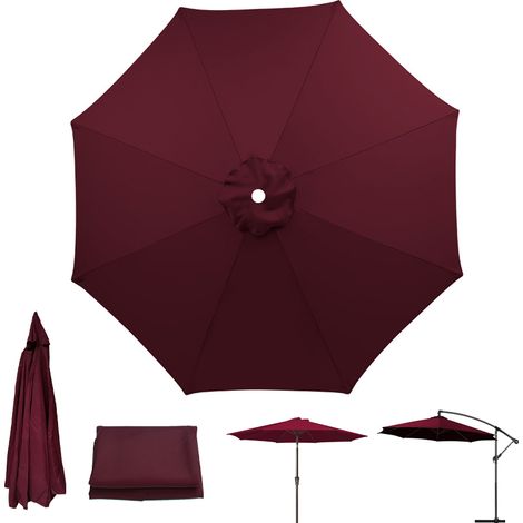 Toile de rechange pour parasol de terrasse, Imperméable, Vin rouge, Toile de parasol à 8 baleines, Protection UV (Toile de parasol seule,2,3 m) (1/5)