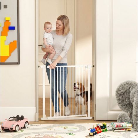 Barrière de sécurité bébé et chien sans perçage 76-80 x 76 cm, fermeture auto, blanc DESVIAE (1/5)