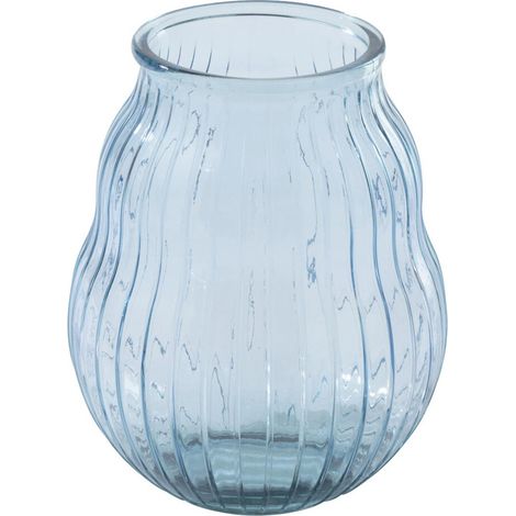 Photophore Design en Verre "Ligné" 35cm Bleu (1/4)