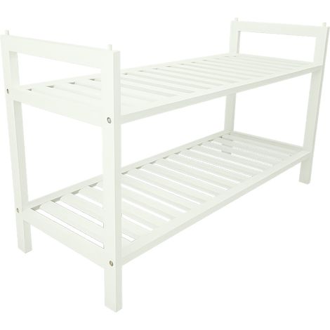Étagère à chaussures en bambou blanc 70×27×40,5 moderne et industrielle SRB34 Begryf (1/5)