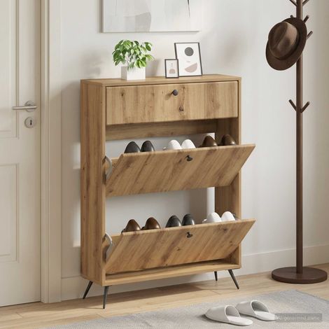vidaXL Shoe Cabinet BREDA 78 x 24 x 103 cm Engineered Wood Artisan Oak (1/5)