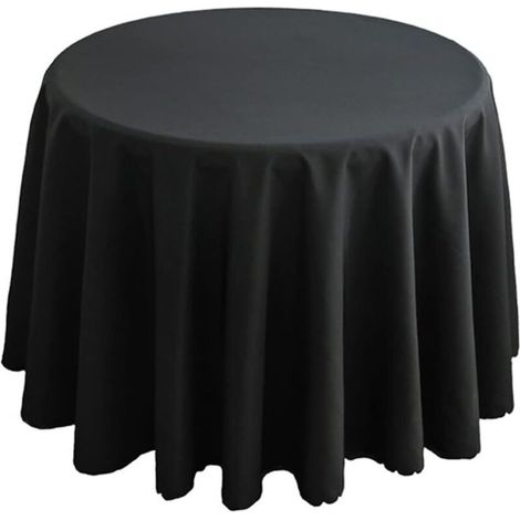 Nappe en polyester, linge de table, table basse, table de cuisine, nappe ronde, style simple, noir, diamètre 260 cm (1/5)