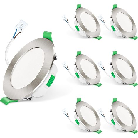 Spot LED Encastrable 7W 230V Dimmable, 3000K 4000K 6500K Couleur Réglable Spot Salle de Bain IP65, Extra Plat 29mm Spot Plafond, Lot de 6, Rond Blanc