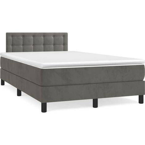 Sommier à lattes de lit avec matelas LED gris foncé 120x190 (1/5)