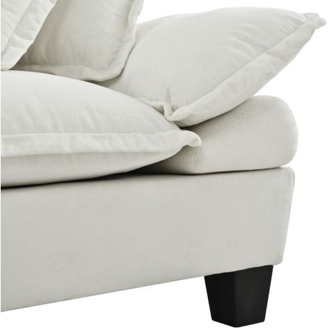 Canapé en chenille — Canapé deux places modulable avec accoudoirs incurvés — Canapé confortable conçu pour les petits appartements et les chambres — Beige. (1/4)