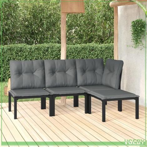 Ensemble salon de jardin 4 pièces - FAFEICY - 3187743 - Résine tressée noir/gris - Cadre acier epoxy - Coussins rembourrés (1/5)