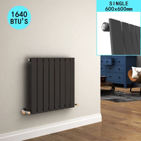 ELEGANT Anthracite Rectangular Radiator Designer Heater 600x 600mm Radiator, Single Flat Panel Rad (1/5)