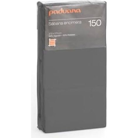 Sábana plana - PADUANA - Gris oscuro - 180 x 270 cm - Lavable - 1 sábana