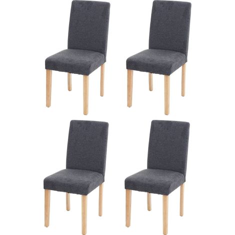 Set 4x sedie Littau tessuto soggiorno cucina sala da pranzo 43x56x90cm antracite piedi chiari (1/5)
