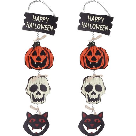 Panneau De Porte De Bienvenue pour Halloween, 2 Pièces, en Bois, Joyeux Halloween, Château De Citrouille, Panneaux De Décoration Fantôme pour Fête d'anniversaire d'halloween (1/5)