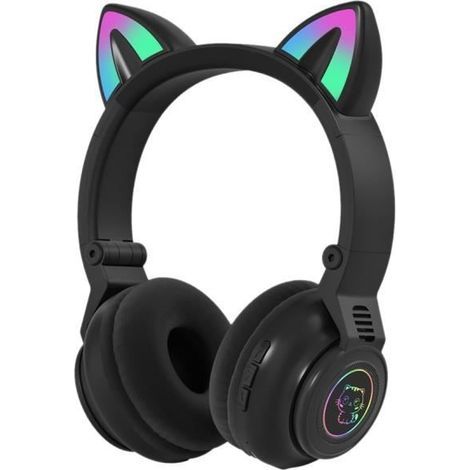 RGB-Chat-Ohrhörer, Bluetooth 5.0, Lautstärkeregelung, Headset für Erwachsene und Kinder, geeignet für PC, Gaming und Laptop, Schwarz