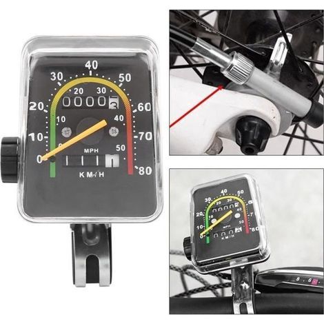Contachilometri meccanico, tachimetro per bicicletta impermeabile senza fili, accessori per bicicletta da interno/esterno (1/4)