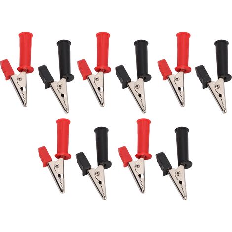 Pince crocodile isolée, pince de test ouverte en cuivre pur de 5 mm avec prise jack de 4 mm, pour tester les fils électriques. (1/5)