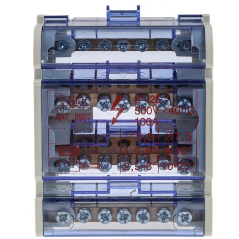 Rs Pro – Bloc de distribution A visser – Section de fils 10-25 mm² – Courant 100A – Tension 500V – Lot de 6 (1/4)