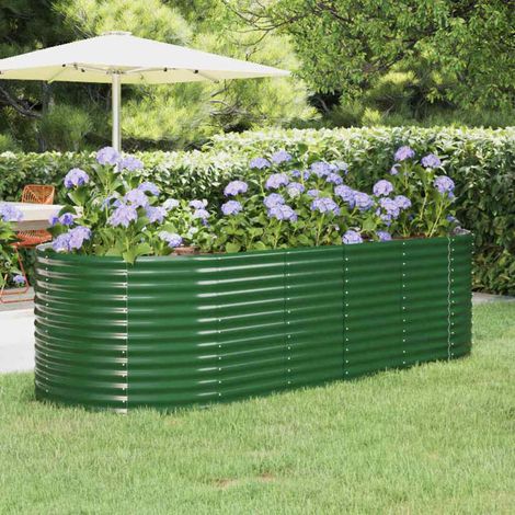 Lit surélevé de jardin Acier galvanisé 249x100x68cm Vert (1/5)