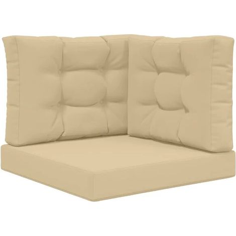 Ensemble de trois coussins pour canapé d'extérieur, en polyester beige (1/5)