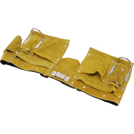 Ceinture porte-outils en cuir SUNGOOYUE, tablier à poches multiples et boucle, 49 x 20 cm, idéale pour le travail du bois et le jardinage. (1/5)