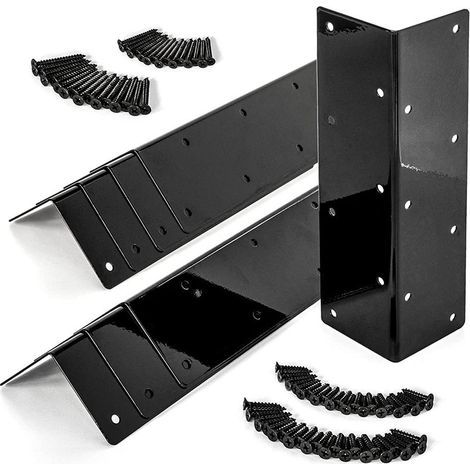 Set di 8 staffe angolari in legno per aiuole rialzate (30-60 cm), per fioriere e contenitori per fiori/ortaggi, dimensioni: 11 x 3 x 3 cm. Staffe decorative in metallo nero con viti.