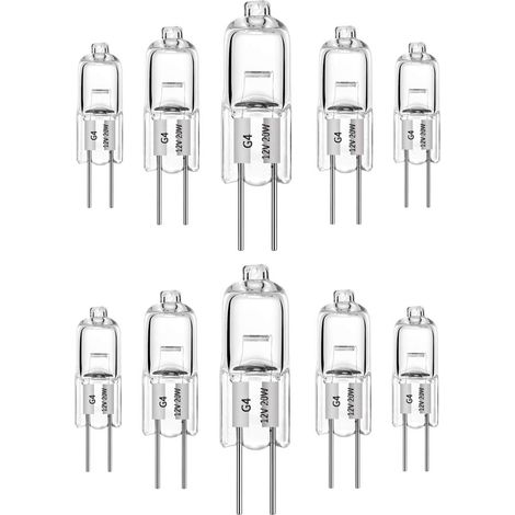 10 Ampoule, Halogène G4 20W 12V, Blanc Chaud 2700K, Capsule Transparente, Intérieur (1/5)