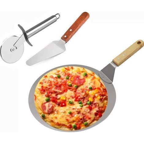 Pelle à Pizza, Palette Pour La Cuisson Des Pizzas, Pagaie De Pelle à Pizza, Couteau à Pizza, Pelle à Pizza Ronde En Métal, pour Les Pizzas, Tartes, Pain (1/5)
