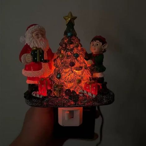 Resin Decorative Night Light with Swing Ghost Design - Halloween Collectible - Santa Claus Style
