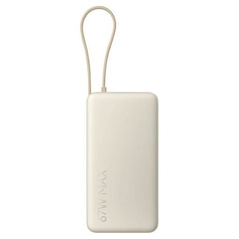 Powerbank 20000mAh Xiaomi 67W Power Bank Integrated Cable/ 67W/ Beige/ Incluye Cable USB Tipo-C