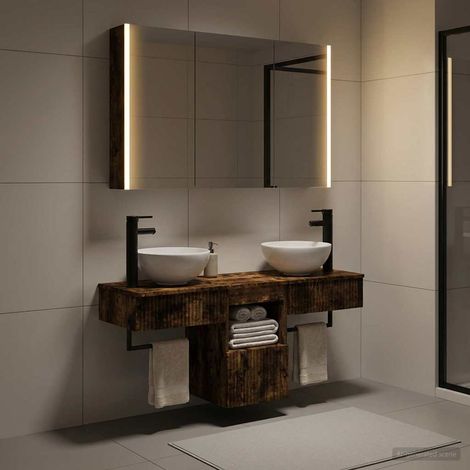 vidaXL Bathroom Cabinet Set 4 pcs Smoked Oak Engineered Wood (1/5)