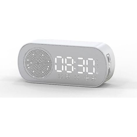 Tragbares FM-Radio mit Lautsprecher, LED-Anzeige, Bluetooth und digitalem Wecker, weiße Innenausstattung (1/4)