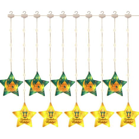 Guirlande Lumineuse Étoile Lune Étanche Télécommande Piles Décoration Fête Ramadan Eid (1/2)