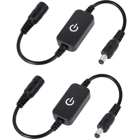 Lntyq Câble de commutateur d'alimentation DC, 2 bandes de LED interrupteur tactile on / off câble de prise CC 25  13  7mm pour bande LED monochrome, lampe murale et autres appareils DC