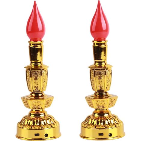 Lampe LED Bougie Style Chinois Traditionnel Rétro Économique Décoration Bouddhiste Lumière Vive (1/5)