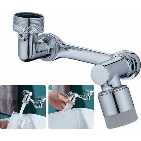 Rallonge de robinet pivotante à 1080° avec 2 positions de jet, rallonge de robinet d'évier pivotante, adaptateur de filtre anti-éclaboussures (1/5)