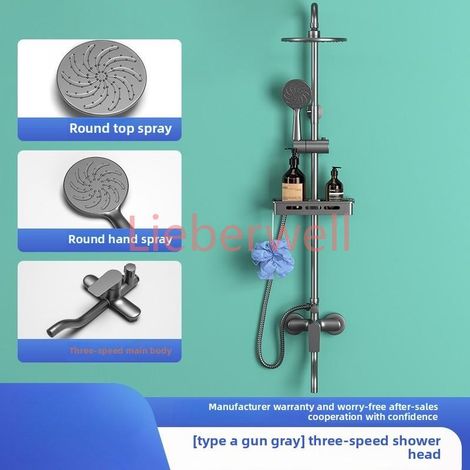 Ensemble de douche gris pistolet, Spray supérieur de salle de bains avec douche pressurisée, ensemble complet haut de gamme, mode moderne, équipement de salle de bain, ensemble de douche (1/5)