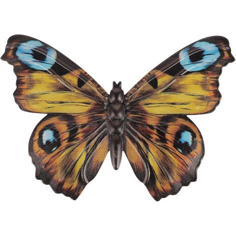 Décoration murale papillon en métal, art mural papillon, décoration murale papillon extérieure pour jardin-17x12.5cm-Yellow