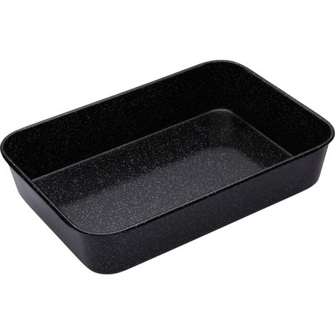 MasterClass Lata de asar de esmalte vítreo, acero de 1 mm apto para inducción con revestimiento resistente a arañazos, grande 40 x 28 cm (15,5 x 11''), negra