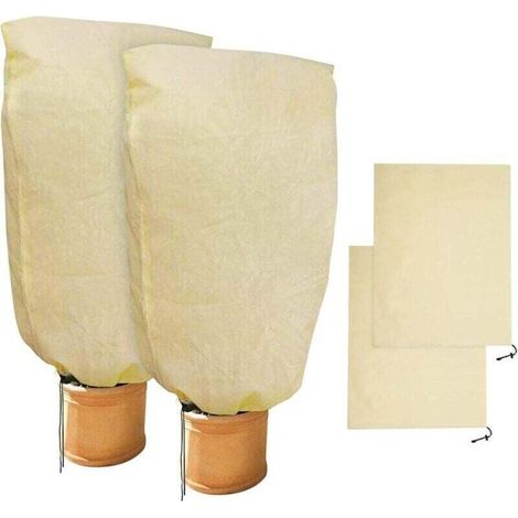 2 Pièces de Protection Hivernale pour Plantes Protection Hivernale pour Sacs de Plantes en Pot, Beige, Solide, 100 x 80 cm (1/4)