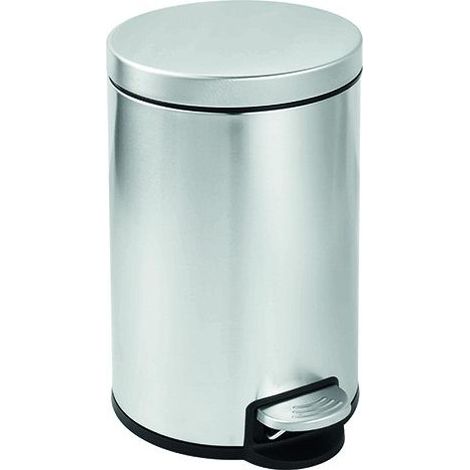 Cubo de basura con pedal Vigor, inox, 12 litros, 25x40h cm (1/3)