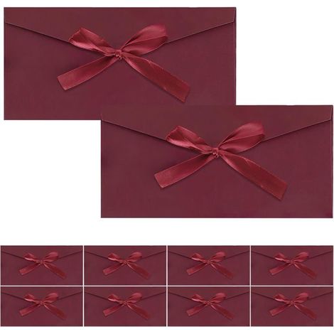 Enveloppes rétro en papier kraft - DOK - Lot de 10 - Rubans colorés - 22x11 cm - Antisalissure - Écologique (1/5)