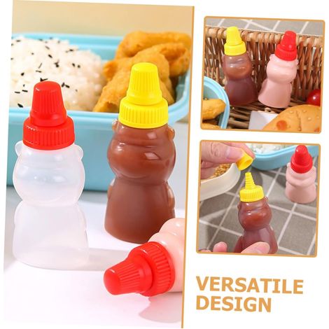 12pièces Distributeur Sauce Ours Bouteille à Sauce Soja et Vinaigre Lot de Mini Flacons à Épices pour Condiments et Pique- (1/4)